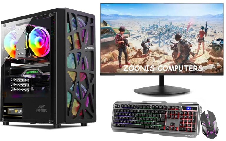 Zoonis Gaming & Editing Desktop Extreme Gaming PC Set, Core i5-6400 6th Gen, 16GB DDR-4 RAM, 512GB SSD, 1TB HDD, GT 730 4GB Graphics, 22-inch HD Monitor, Gaming Keyboard, Mouse, WiFi