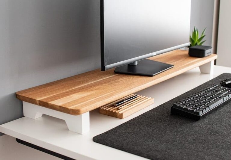 carpentray Wooden Computer Monitor Stand, Monitor Riser Desk Shelf Desktop Stand TV Laptop Riser (100cm Long, Single Shelf)