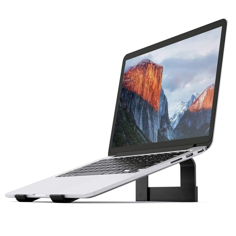 elove Laptop Stand for Desk/Laptop Holder Riser Iron Ventilated Overheat Protection Portable Desktop Holder/Laptop Holder for Desk Compatible with 11 to 17 inch Laptops - Matt Black