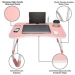 qbpatzwq Laptop Stand for Desk, Computer Stand Laptop Table, Phone and Tablet Stand for Desk, Portable Laptop Cup Holder Compatible with Foldable Leg, Laptop,Table (Pink)