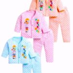 Shyamcollections Baby's Boy's Girl's 100% Cotton Vests, Jhabla Multicolor T-Shirt With Pyjama Pant Dress Set Of 3 Full Sleeves Infant Size - 0 Months Up To 4 Year (9-12 Months)