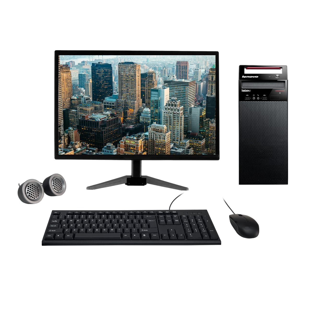(Refurbished) Lenovo ThinkCentre 19" HD All-in-One Desktop Computer Set (Intel Core i3 4th Gen| 8 GB RAM| 256 GB SSD| 19" HD LED Monitor| KB & Mouse| Speakers| WiFi| Windows 10 Pro| MS Office)