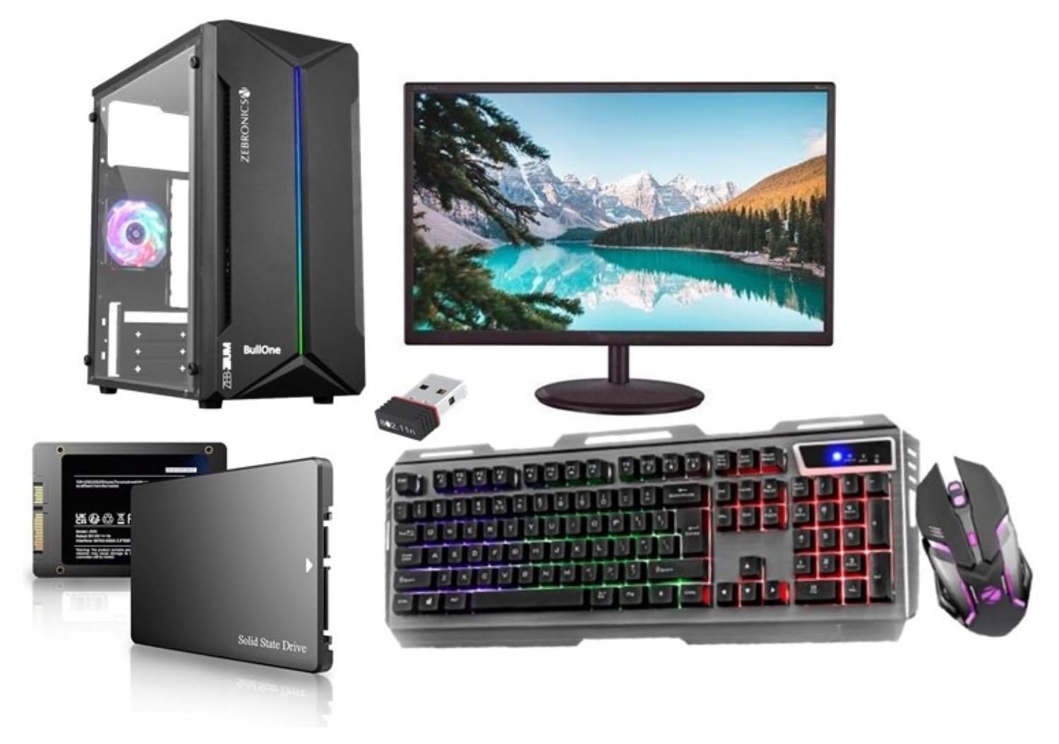 BullOne All-in-One Desktop Computer Set ZX500 (i5 8th Gen |16 GB RAM| 500GB SSD | 19" HD LED Monitor| RGB KB & Mouse| WiFi| Windows 11 Pro| MS Office) (16-500-4GB)