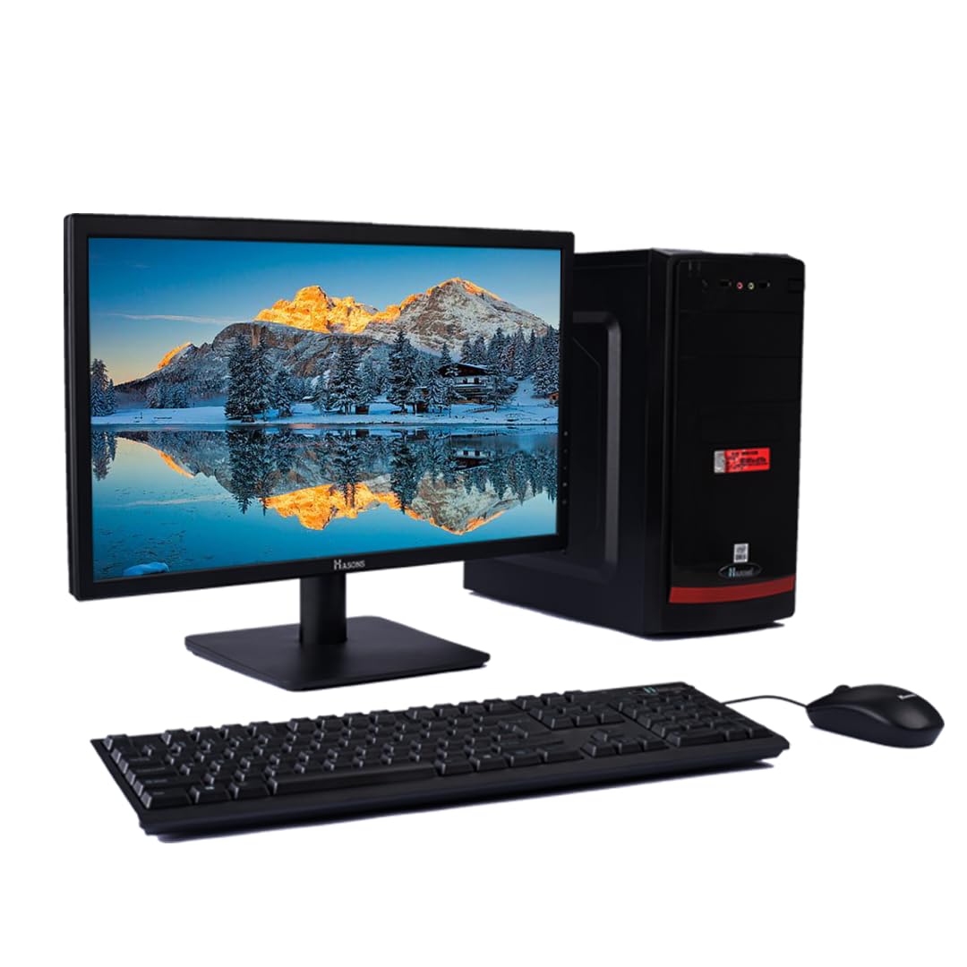 HASONS Desktop Computer | Processor Core i3 Gen 4th/ Chipset Series H81 (Windows 10/128 SSD/ 4 GB/Wired Keyboard,Mouse/Black), Screen 18.5 | R34s419