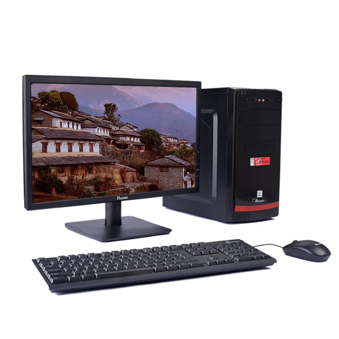 HASONS R5124Hs822 Core i5 Gen 12400, 256ssd, DDR4-8GB, Wired Keybord,Mouse, Windows 10, Screen 21.5 inches, Desktop Computer PC