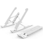 KRUSAN Laptop Stand Holder, Foldable Design, Anti-Slip Silicone Rubber Pads, Easy to Carry Computer Stand, Compatible with All Laptops (White)