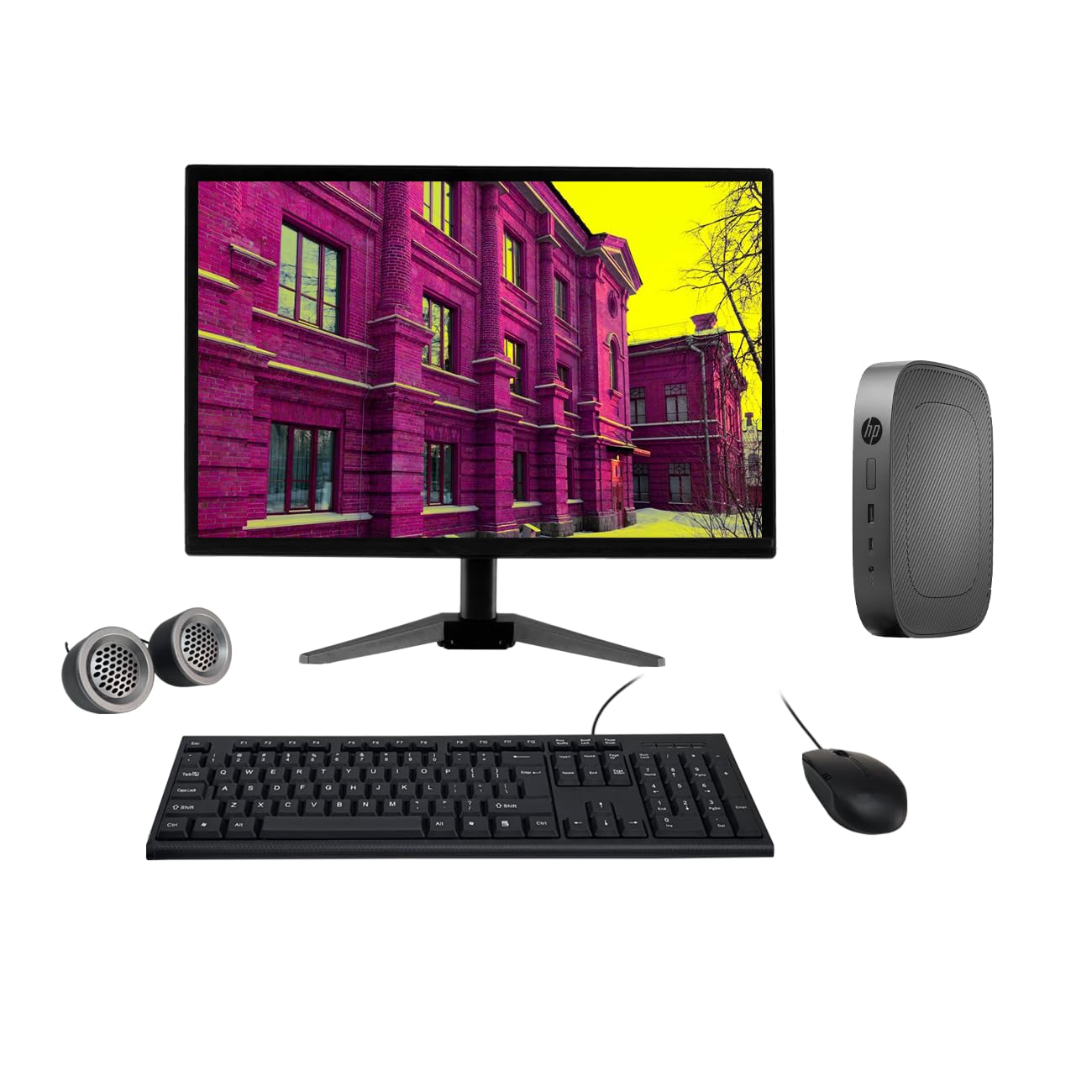 (Refurbished) HP T530 19" HD All-in-One Desktop Computer Set (AMD GX 215JJ| 8 GB RAM| 256 GB SSD| 19" HD LED Monitor| KB & Mouse| Speakers| WiFi| Windows 10 Pro| MS Office)