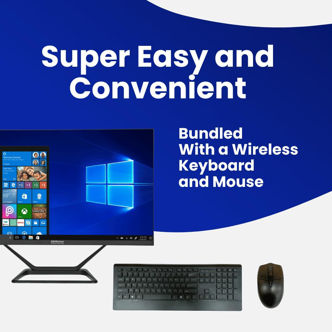 SAGAVISION All-in-One 11th Gen Core i7, 23.8 inch IPS, Three-Sided Micro-Edge, 8 GB DDR4, 512GB SSD, Wireless Keyboard and Mouse Combo, Win 11 Pro,3 Years On Site Warrenty,3.5Kg