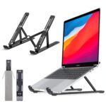 Tygot Portable Laptop Stand with Adjustable Height, Foldable, OverHeating Protection for Laptops & MacBooks (Black)