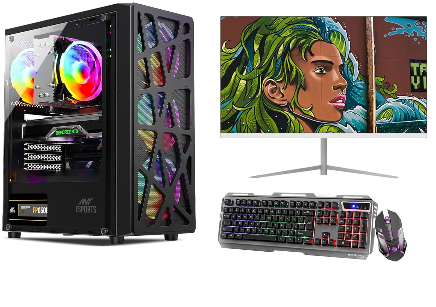 Zoonis Gaming Pc Desktop Computer Full Set Core I7 3770 |16GB Ram |512GB SSD|Windows 10| GT 4GB 730 DDR5 Graphics Card with 22inches led Monitor RGB Keyboard RGB Mouse Wi-fi Ready to Play