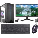MegaDesk All-in-One Desktop Computer Set, i3 7100, 16 GB RAM, 500 GB SSD, 19" HD LED Monitor, RGB Mouse & Slim Keyboard, WiFi, Windows 11 Pro, MS Office (16-500GB)