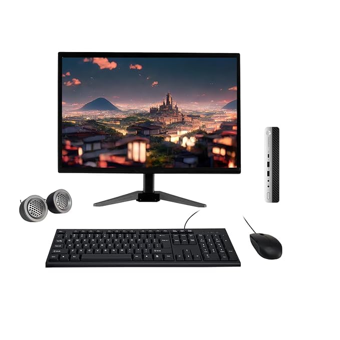 (Refurbished) HP ProDesk 19" HD All-in-One Desktop Computer Set (Intel Core i5 7th Gen| 8 GB DDR4 RAM| 512 GB SSD| 19" HD LED Monitor| KB & Mouse| Speakers| WiFi| Windows 11| MS Office)