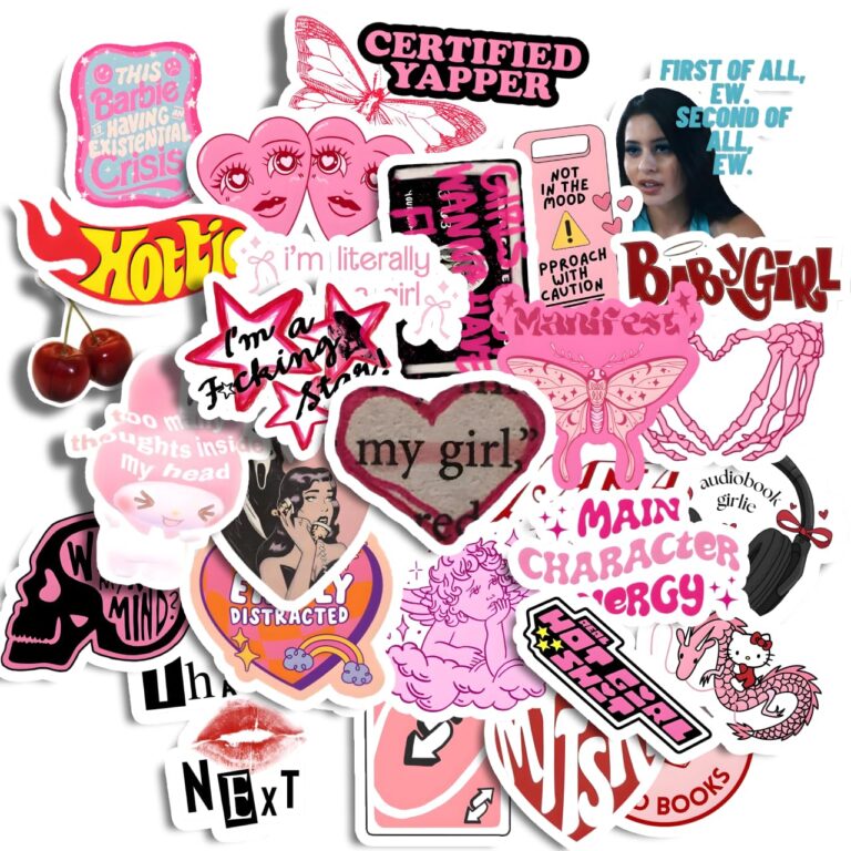 29pcs Girlie Aesthetic Merch Sticker Pack from animo india Perfect for Laptop Computer Car Water Bottle Travel Case Guitar Luggage Motorbikes(Hd Colors, Non Residue Removal)…