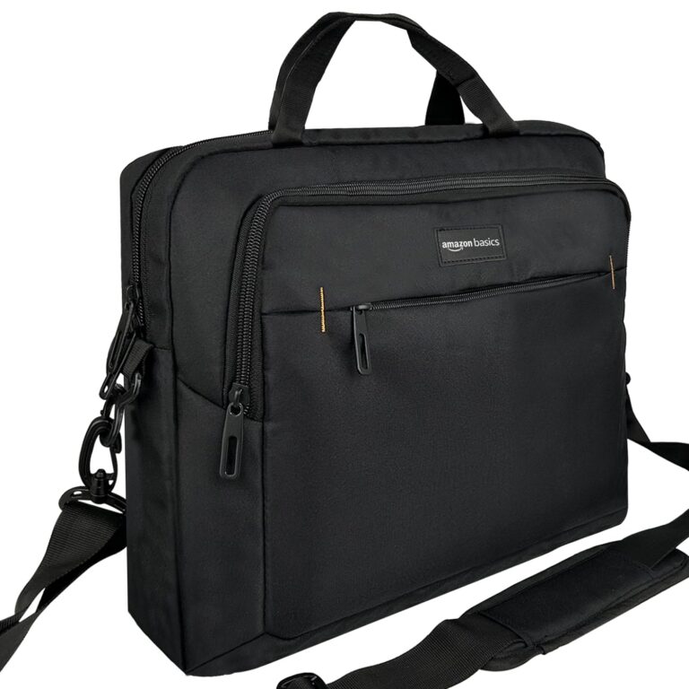 Amazon Basics Messenger Laptop Bag with Handle & Shoulder Strap fits upto 15.6" Laptop / MacBook for Men & Women (Black)