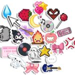 Animo India 24pcs Cute Kawai Pixelated Stickers | for Laptop, Wall, Guitar, Piano, Computer, car, Bike.