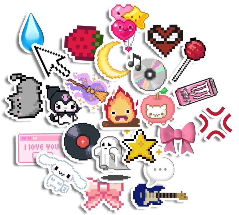 Animo India 24pcs Cute Kawai Pixelated Stickers | for Laptop, Wall, Guitar, Piano, Computer, car, Bike.