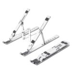 Baystore Laptop Stand for Desk, Arae Adjustable Ergonomic Portable Aluminum Laptop Holder, Foldable Computer Stand 6 Angles Anti-Slip Laptop Riser