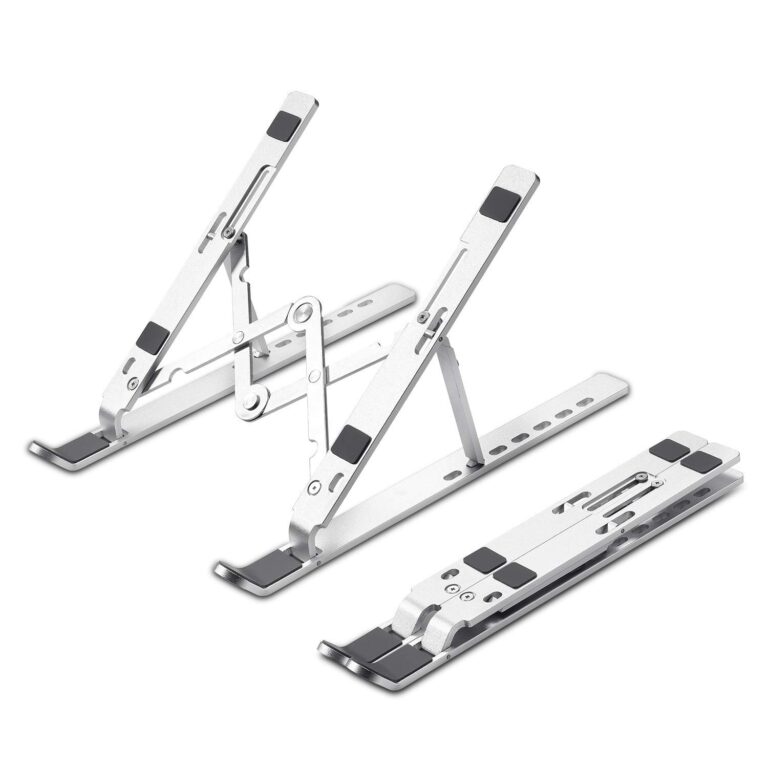 Baystore Laptop Stand for Desk, Arae Adjustable Ergonomic Portable Aluminum Laptop Holder, Foldable Computer Stand 6 Angles Anti-Slip Laptop Riser