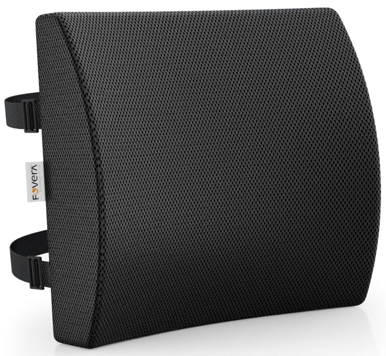 FOVERA Lumbar Support for Chair | 2 Years Warranty | Orthopedic Back Support Memory Foam Backrest Cushion - Designed for Back Pain Relief for Computer/Office Chair (Mesh Black, Standard)
