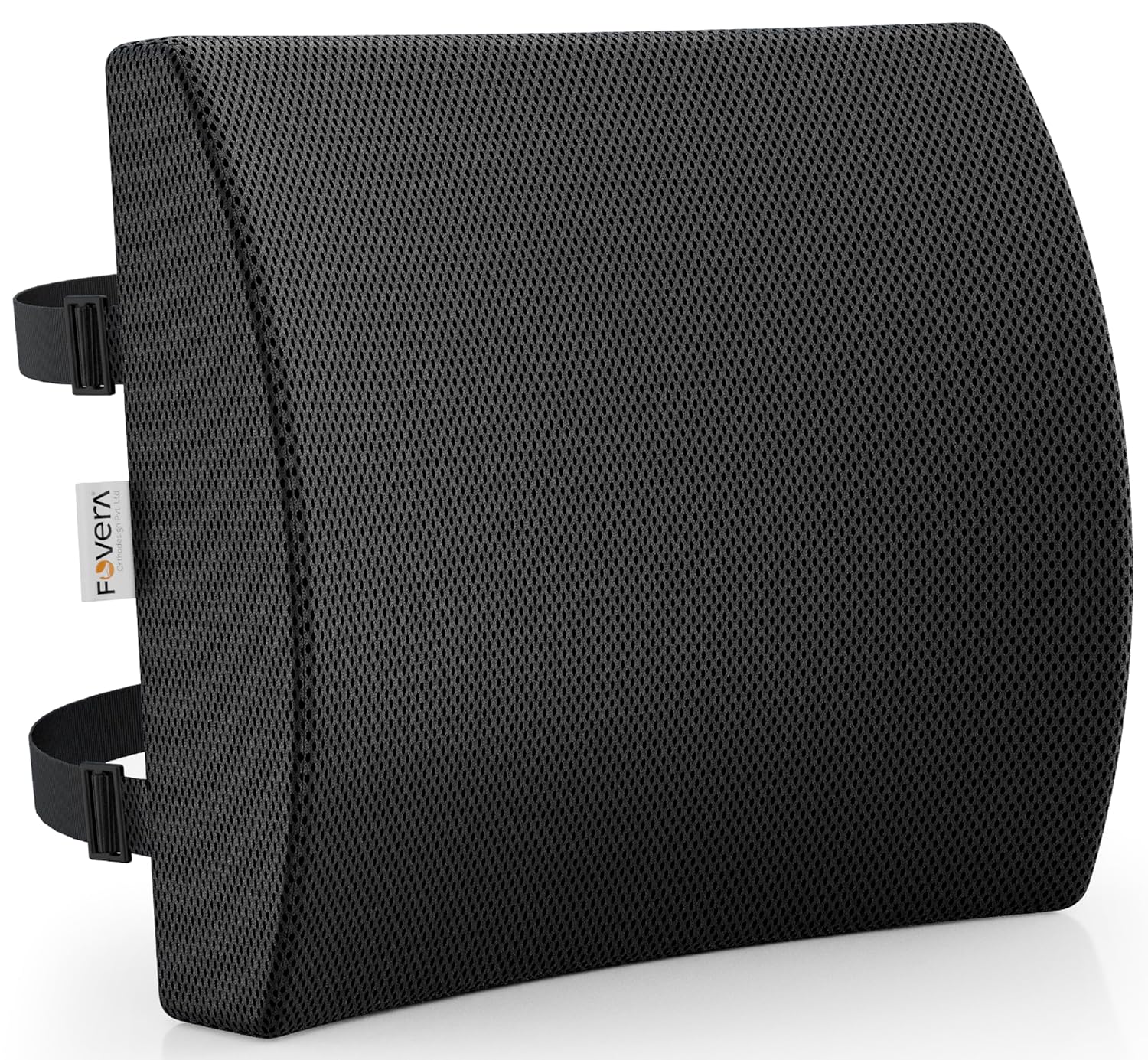 FOVERA Lumbar Support for Chair | 2 Years Warranty | Orthopedic Back Support Memory Foam Backrest Cushion - Designed for Back Pain Relief for Computer/Office Chair (Mesh Black, Standard)