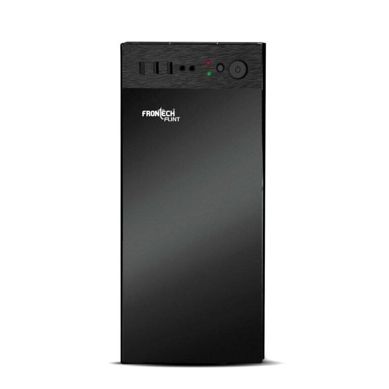 FRONTECH Flint Silver Series Cabinet/Computer Case with HD Audio | ATX/Mini ATX Compatible | 2 Front USB - 2.0 | Ideal for Home/Office/Gaming (FT-4277, Black)