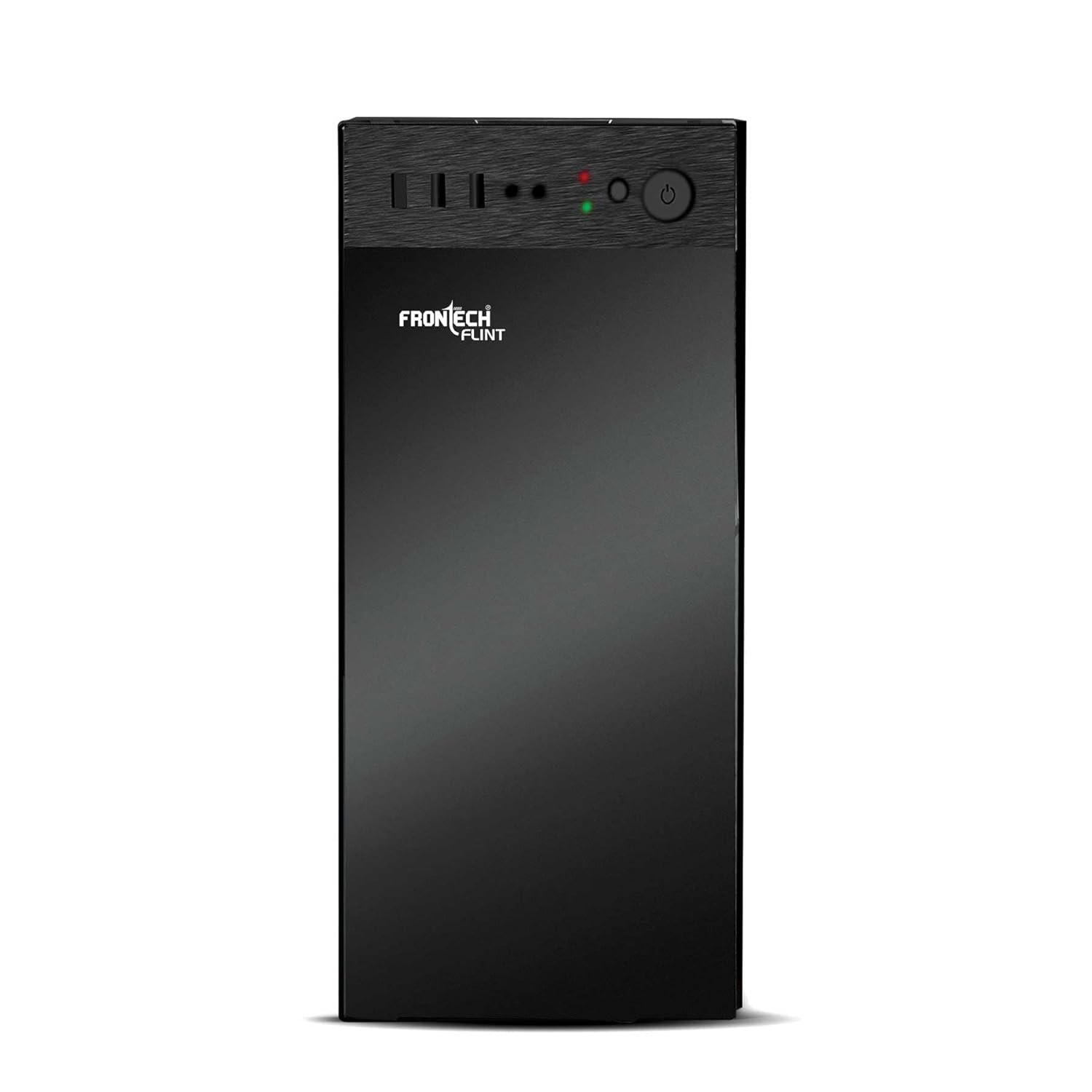 FRONTECH Flint Silver Series Cabinet/Computer Case with HD Audio | ATX/Mini ATX Compatible | 2 Front USB - 2.0 | Ideal for Home/Office/Gaming (FT-4277, Black)