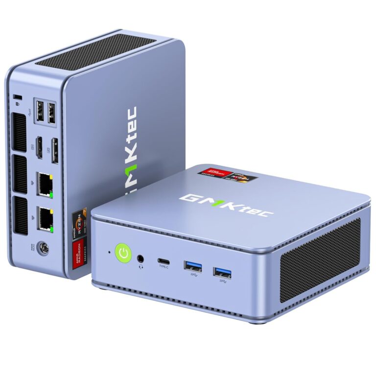 GMKtec M5 Plus Gaming Mini PC Ryzen 7 5825U (Upgraded 5700U), 32GB RAM 1TB SSD Windows 11 Pro Dual NIC LAN 2.5GbE Desktop Computers, Triple 4K Display - Lunar Blue