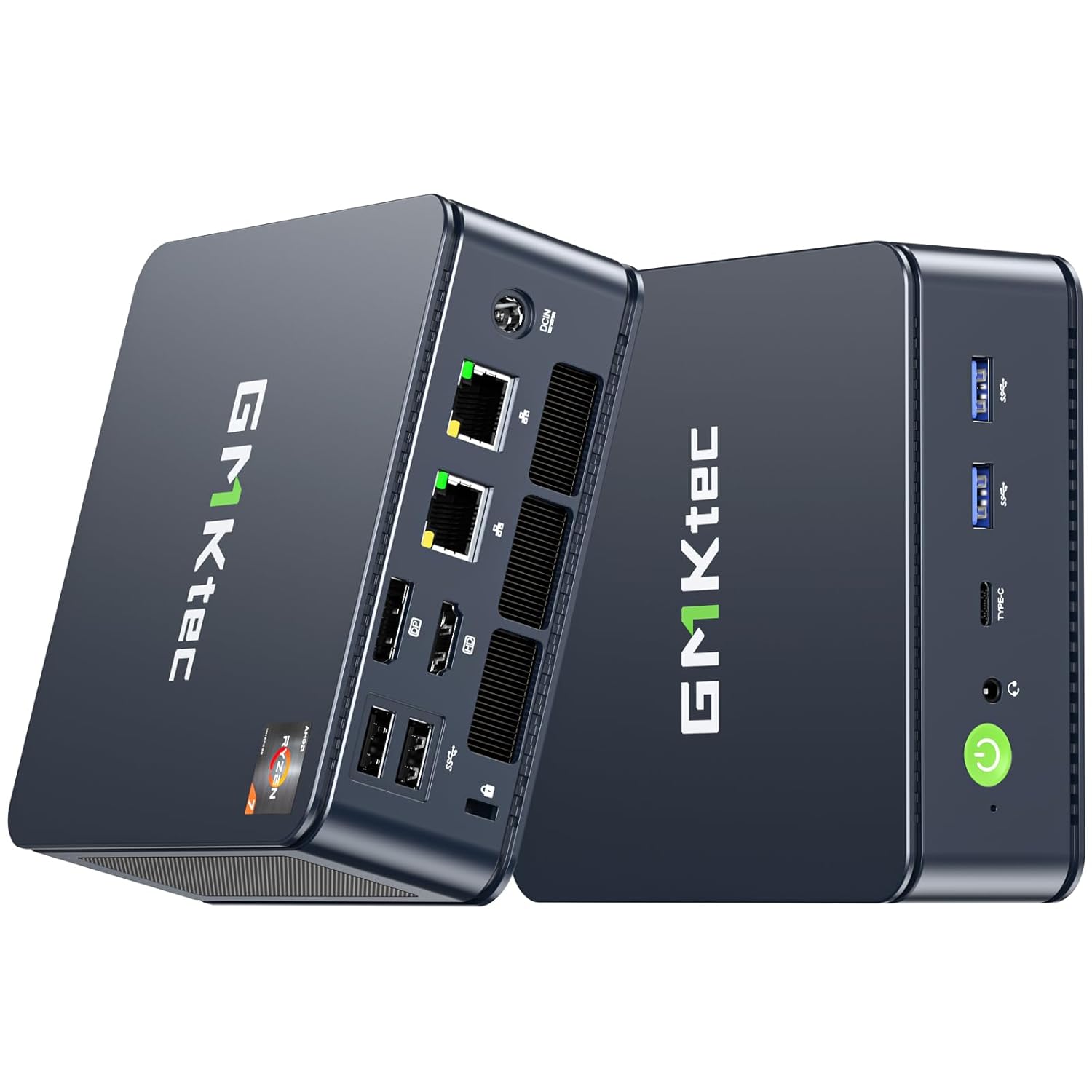 Gmktec M5 Gaming Mini Pc, Dual Lan 2.5G Desktop Computer Windows 11 Pro, Amd Ryzen 7 5700U (8C/16T 4.30Ghz), 32G Ddr4 Ram + 1Tb Hard Drive Pcle Ssd, Wifi 6E, Usb3.2, Usb-C, Bt 5.2, Dp, Hdmi - Blue