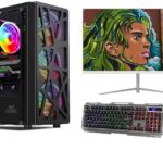 KRYNORCXY Gaming Pc Desktop Computer Full Set Core I7 3770 |16GB Ram |Windows 10| GT 4GB 730 DDR5 Graphics Card with 22inches led Monitor RGB Keyboard Mouse Wi-fi Ready to Play (256GB SSD/1TB HDD)