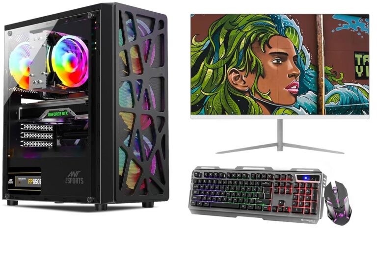 KRYNORCXY Gaming Pc Desktop Computer Full Set Core I7 3770 |16GB Ram |Windows 10| GT 4GB 730 DDR5 Graphics Card with 22inches led Monitor RGB Keyboard Mouse Wi-fi Ready to Play (256GB SSD/1TB HDD)