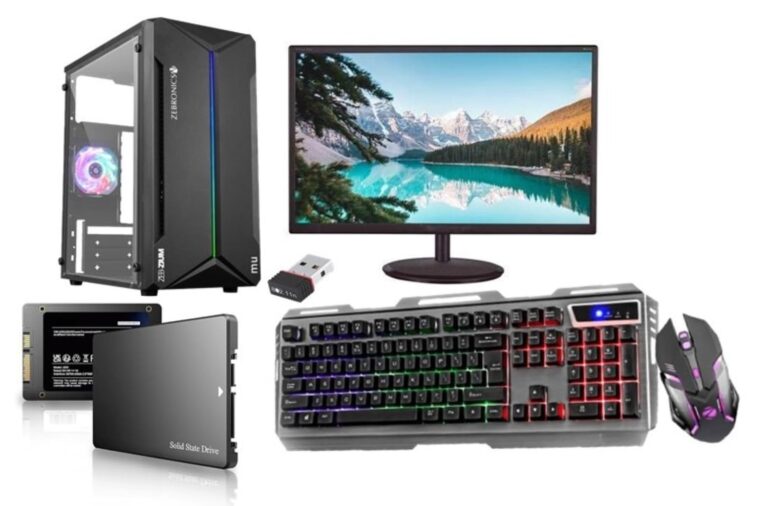 MU All-in-One Desktop Computer Set ZX500 (i7 6700, 8 GB RAM, 500 GB SSD, Ultra HD Graphics, 19" HD LED Monitor, RGB KB & Mouse, WiFi, Windows 11 Pro, MS Office) (8-500GB)