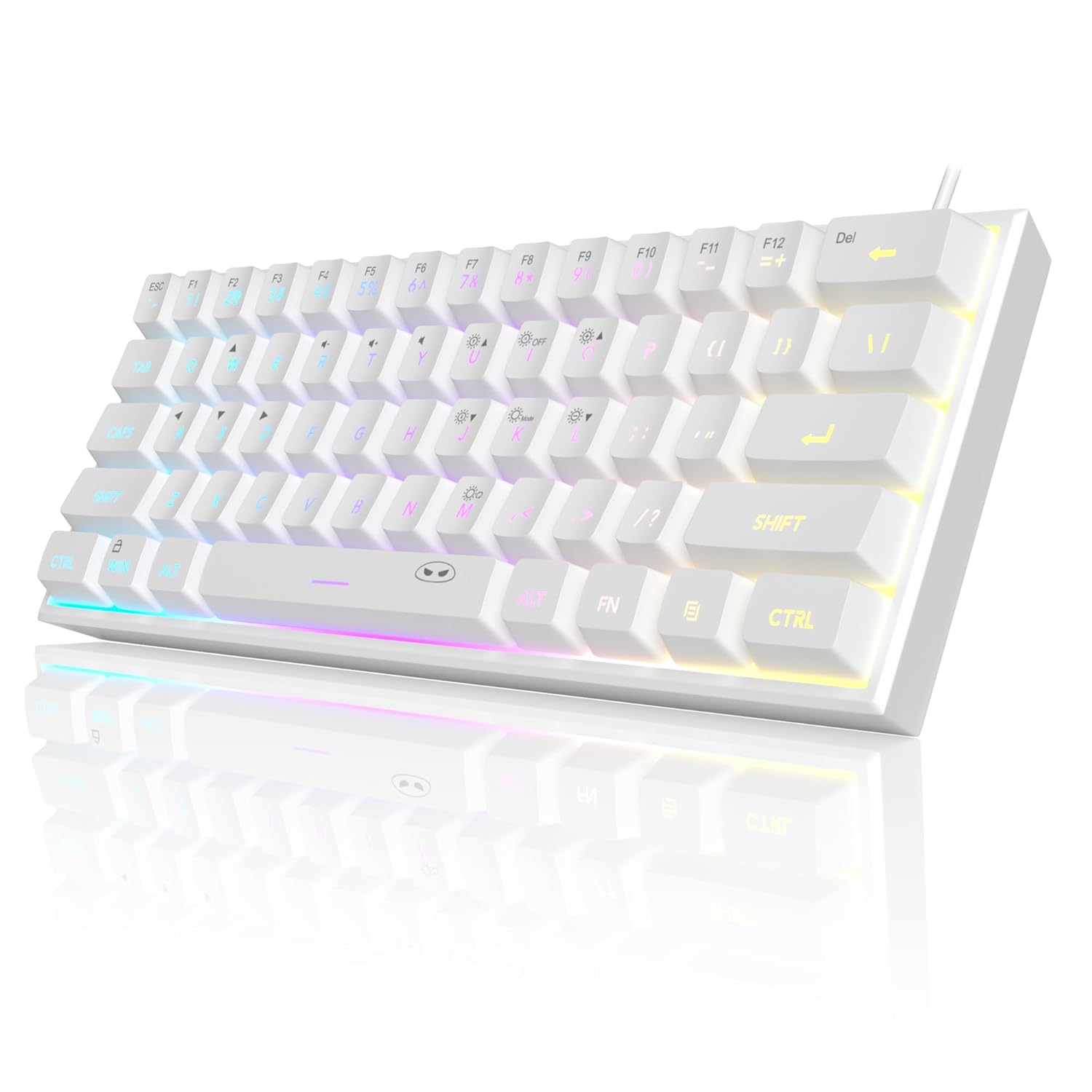 MageGee Mini 60% Gaming Keyboard,Upgrade Rgb Backlit 61 Key Ultra-Compact Keyboard,Ts91 Ergonomic Waterproof Mechanical Feeling Office Computer Keyboard For Pc,Mac,Ps4,Xbox One Gamer(White),wired