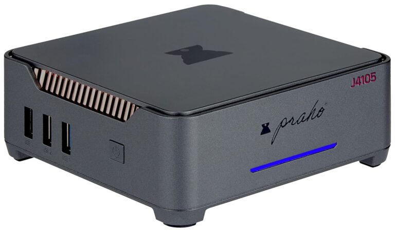 Praho Mini Pc Linux for Trading and Education with Graphic Card | 3 Years Warranty | Intel Quad Core Processor Upto 2.5Ghz | 2HDMI 60Hz 4K 3Screen Display, 8GB LPDDR4 RAM, 128GB SSD