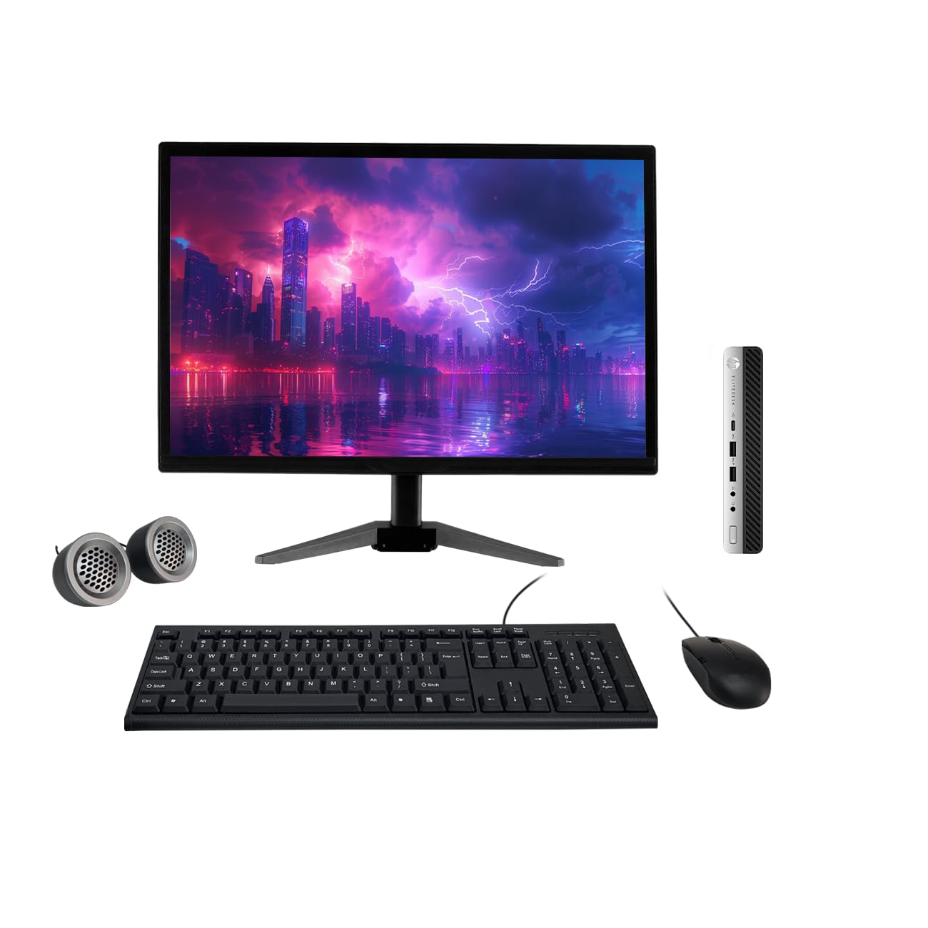 (Refurbished) HP EliteDesk 800 G3 19" HD All-in-One Desktop Computer Set (Intel Core i5 7th Gen| 8 GB DDR4 RAM| 512 GB SSD| 19" HD LED Monitor| KB & Mouse| Speakers| WiFi| Windows 11| MS Office)