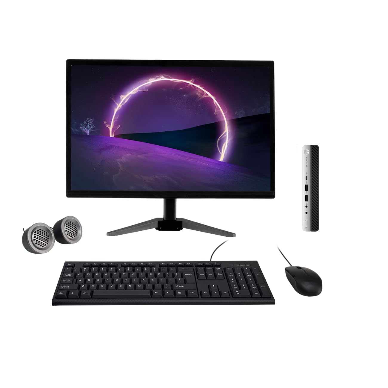 (Refurbished) HP ProDesk 600 G3 19" HD All-in-One Desktop Computer Set (Intel Core i5 7th Gen| 8 GB DDR4 RAM| 256 GB SSD| 19" HD LED Monitor| KB & Mouse| Speakers| WiFi| Windows 11| MS Office)