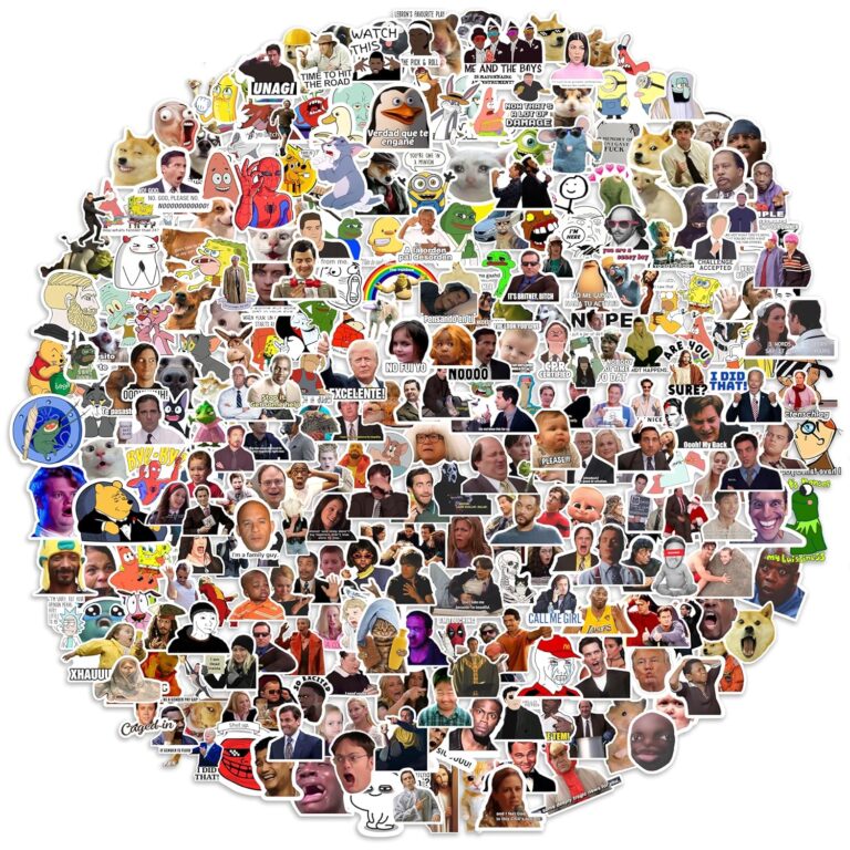 Rousrie Meme Stickers 302 Pcs Funny Laptop Sticker Pack for Teens & Adults Waterproof DIY Décor Water Bottles, Computer, Phone Case, Car Sticker, Cat Memes Packs for Bumper Wall