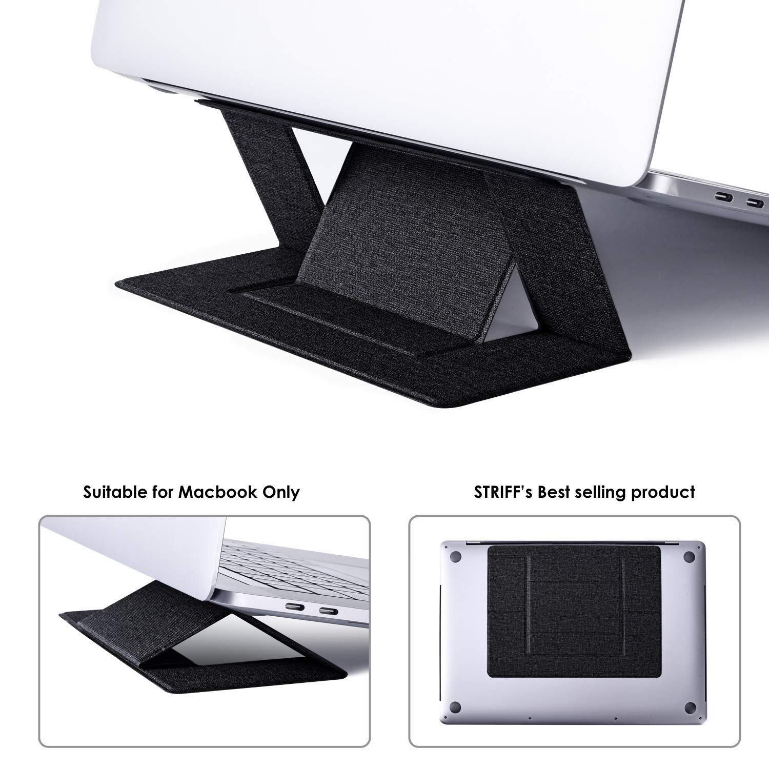 STRIFF Laptop Stand, Invisible Lightweight Computer Stand, Portable Foldable Holder Fit ONLY for MacBook, Air, MacBook Pro, Ipad and Tablets(Black)