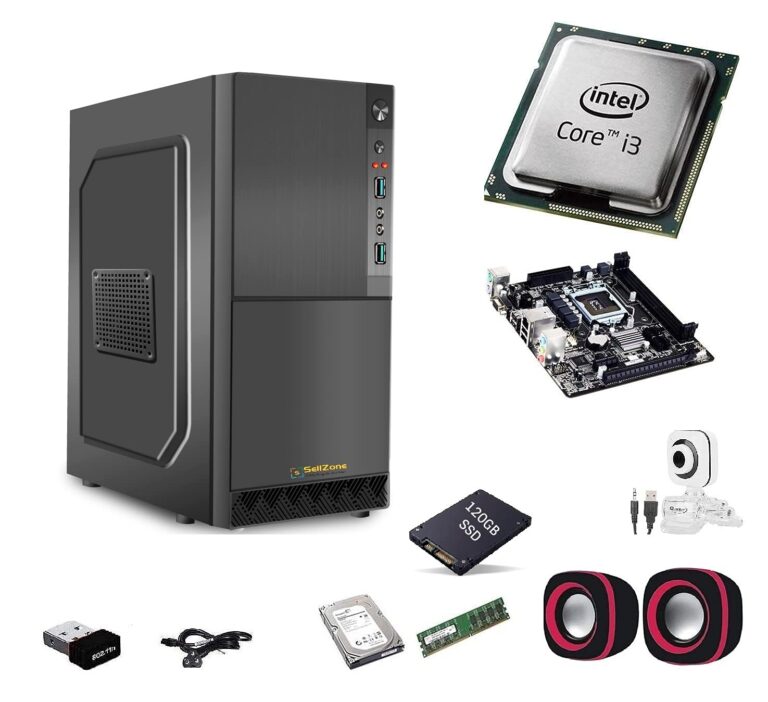 SellZone® Assembled Desktop Computer CPU, i3 Processor 3Ghz, H55 Motherboard, SSD 120GB, 4GB RAM, Windows 10 Pro Trial Version with Web Camera Mic Speaker (Hard Disk, 160GB)