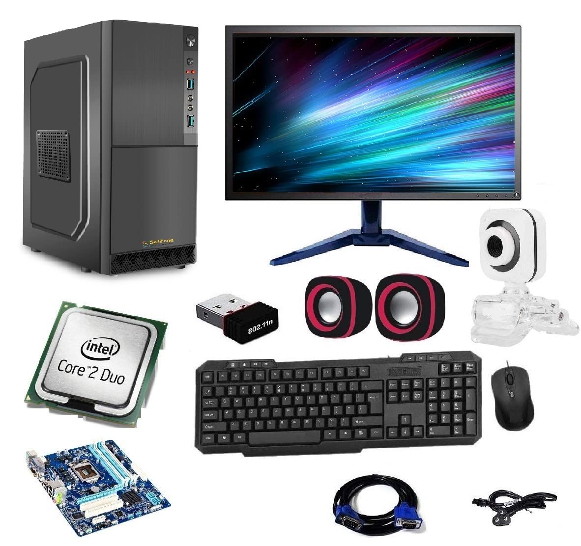 SellZone® Assembled Desktop Computer, Dual Core 2.6 Ghz Pentium Processor, H61 Motherboard, 15.4" LED Monitor, 4GB DDR3 RAM, 16GB Pen Drive, Windows 10 Pro & MS Office Trial (Hard Drive, 250GB)