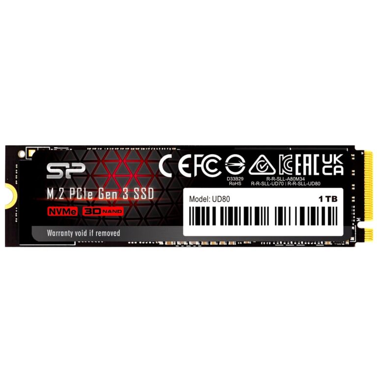 Silicon Power UD80 1TB NVMe M.2 2280 PCIe SSD, 3D TLC NAND with SLC Cache, Up to 3400MB/s, Internal Solid State Drive for Desktop Laptop Computer