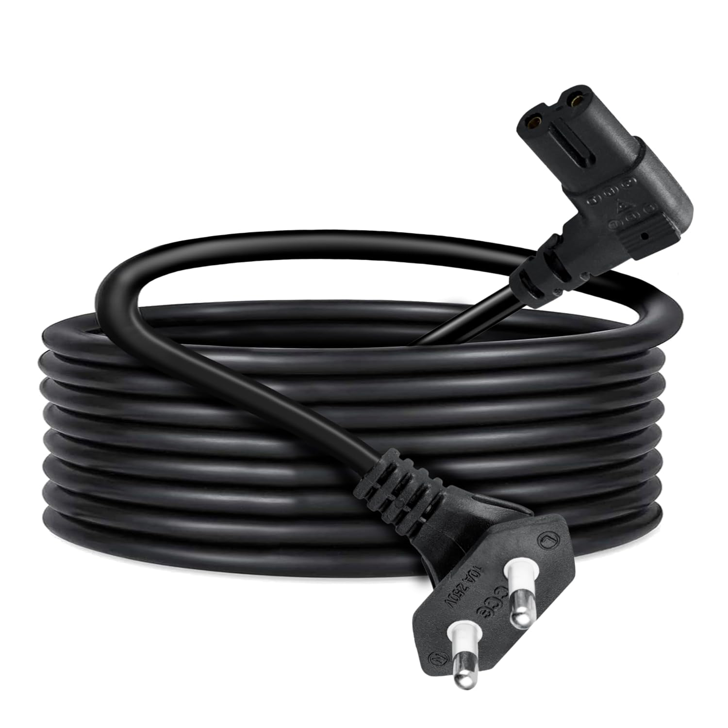 Storite 2 Mtr 2-pin L-Shape Universal Replacement AC Power Cord Cable Wire for Printer, Laptop PC Notebook Computer, Tape Recorder, Camera Black