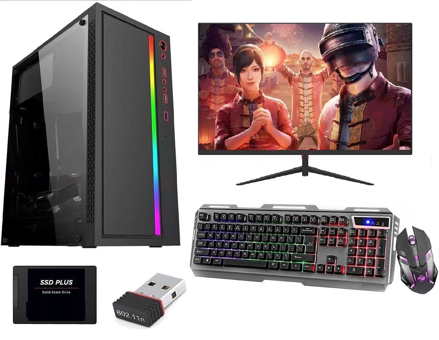 Zoonis Core i5 4th Genration Desktop Full Setup for Home & Business(core I5 4th Processor/22 Monitor/Keyboard Mouse/Windows 10/ WiFi) (16GB RAM/512GB SSD) 2GB Graphics Crad