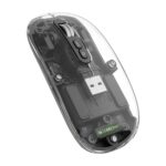 ZEBRONICS Sheer Rechargeable Wireless Mouse, Dual Mode (2.4GHz + BT), Dual Bluetooth, Silent Operation, Transparent Body, RGB, Battery Indicator, for Mac | Laptop | Computer (Grey)