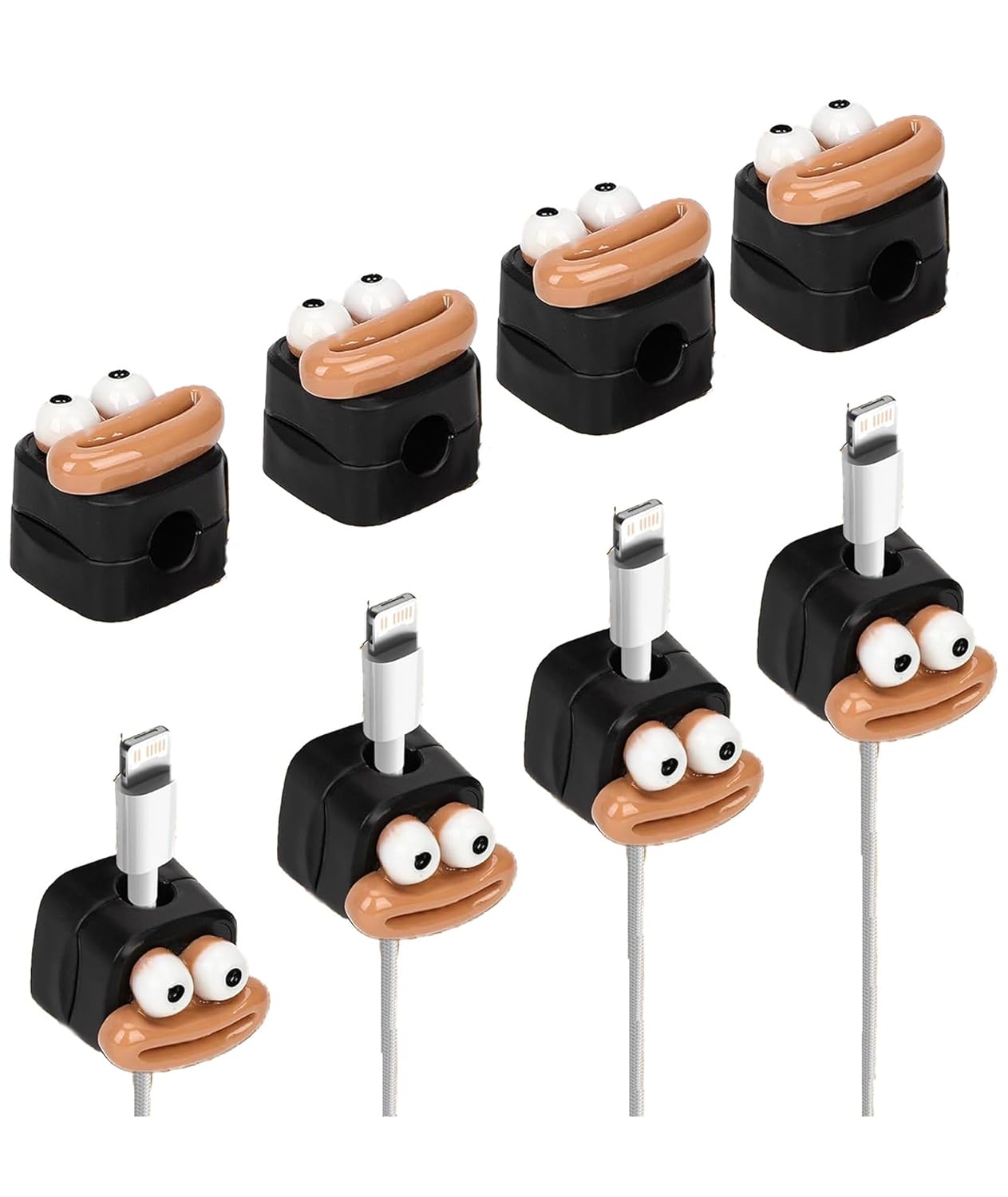 8 Pcs Cable Management, Cable Organizer, Cable Clips Multipurpose for Home Corners Wall Bedroom Kitchen Office Car Computer Nightstand Desk (Black)