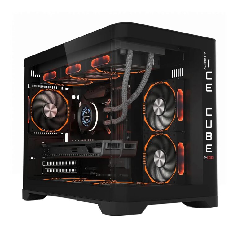 ALKETRON Icecube T100 Competition Gaming PC - i9core 14th Gen (Raptor Lake Refresh) with RTX4060 Dedicated Graphics (Ready to use DDR4 Desktop Computer - Competition Edition)