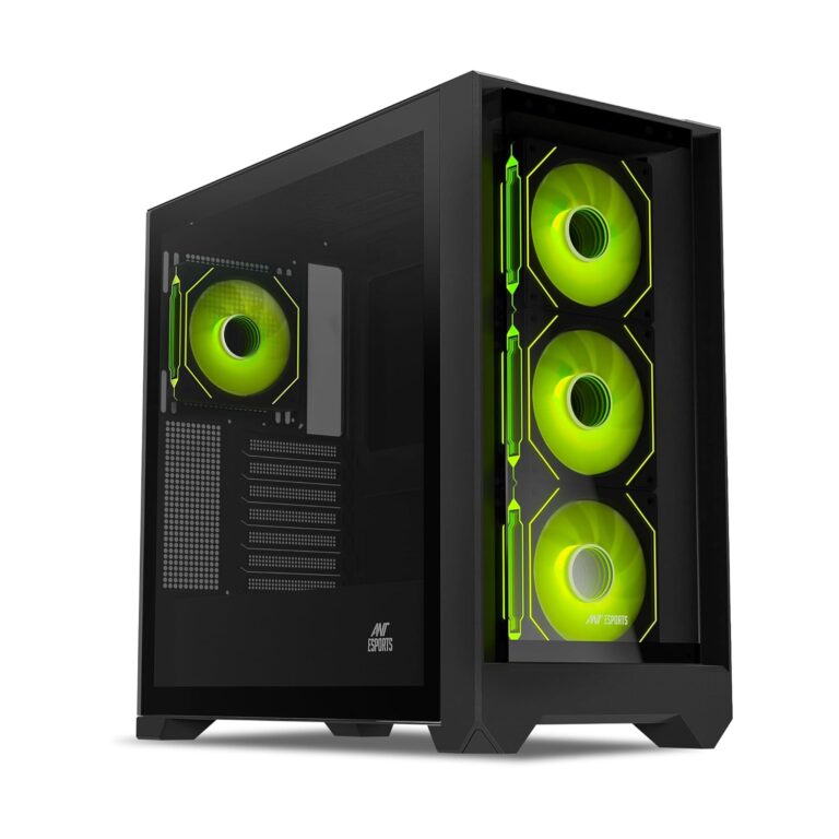 Ant Esports 621 C3 ATX Mid-Towe Computer Case/Gaming Cabinet with Type-C - Black | Support ATX, Micro-ATX, Mini-ITX | Pre-Installed 4 Rear ARGB Infinity Mirror Fans
