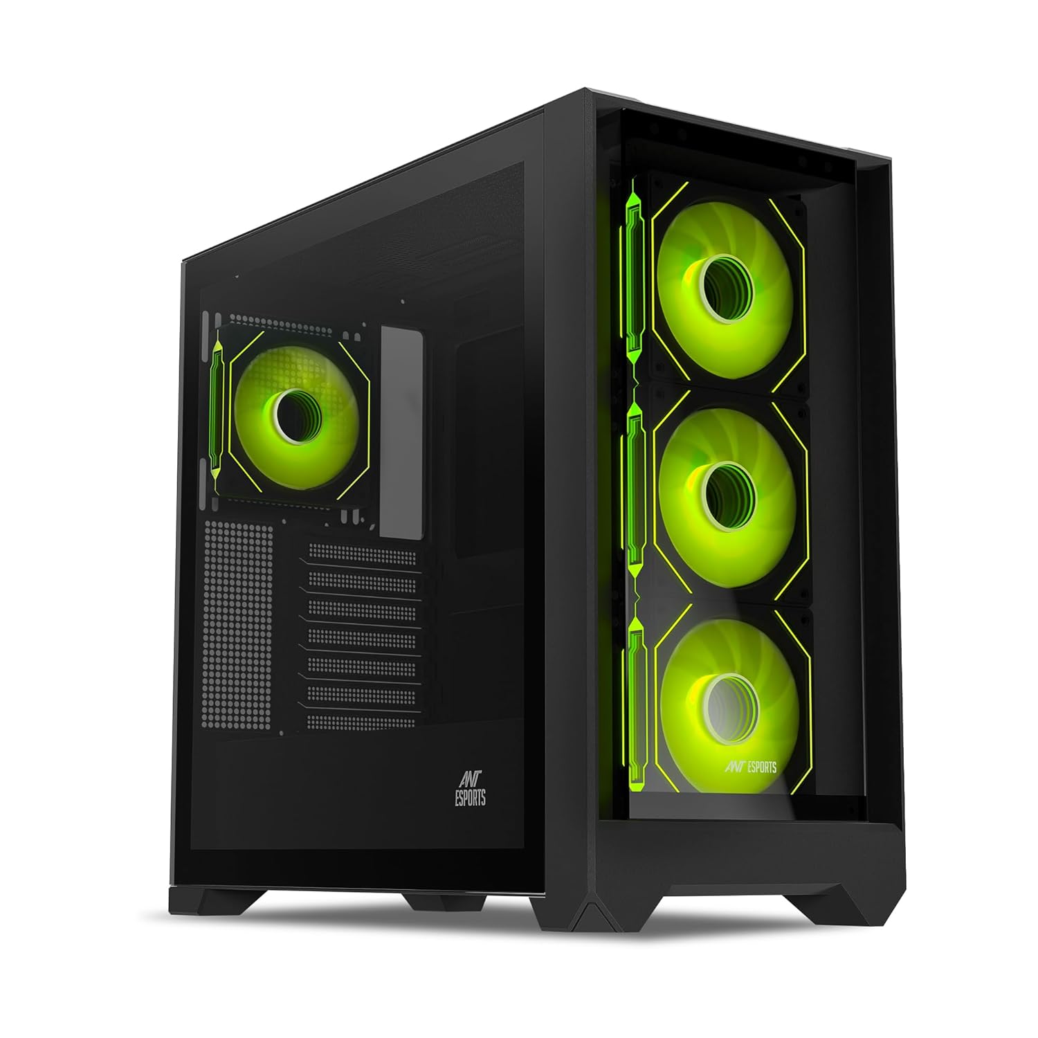 Ant Esports 621 C3 ATX Mid-Towe Computer Case/Gaming Cabinet with Type-C - Black | Support ATX, Micro-ATX, Mini-ITX | Pre-Installed 4 Rear ARGB Infinity Mirror Fans