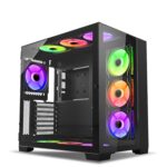 Ant Esports Crystal XL Mid-Tower Computer Case/Gaming Cabinet - Black | Support ATX, Micro-ATX, Mini-ITX | Pre-Installed 3 Side Fans and 1 Rear Fan