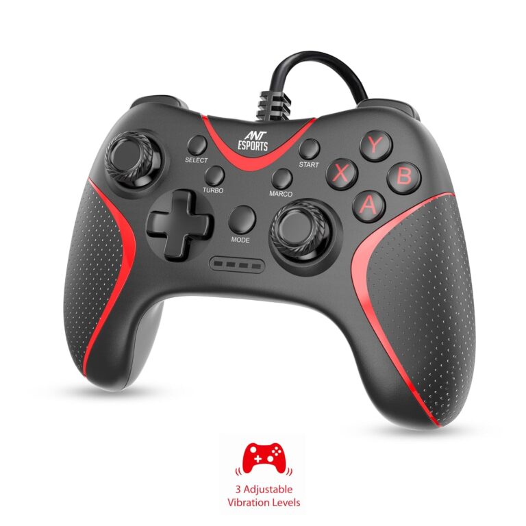 Ant Esports GPL200 Wired Gaming Controller Game Controller Joystick with Dual-Vibration Turbo and Trigger Buttons for Windows PC/ PS3/ Android TV Box(Black)