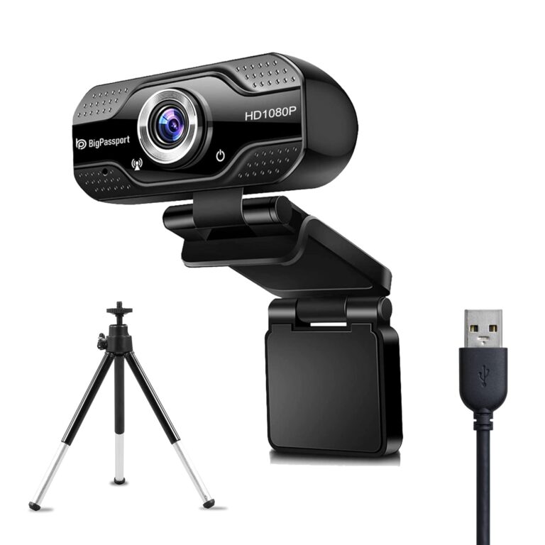 BigPassport 1080P Full HD Webcam at 30 fps for Computer Laptop, Built-in-Mic with Night Vison 3P Lens.